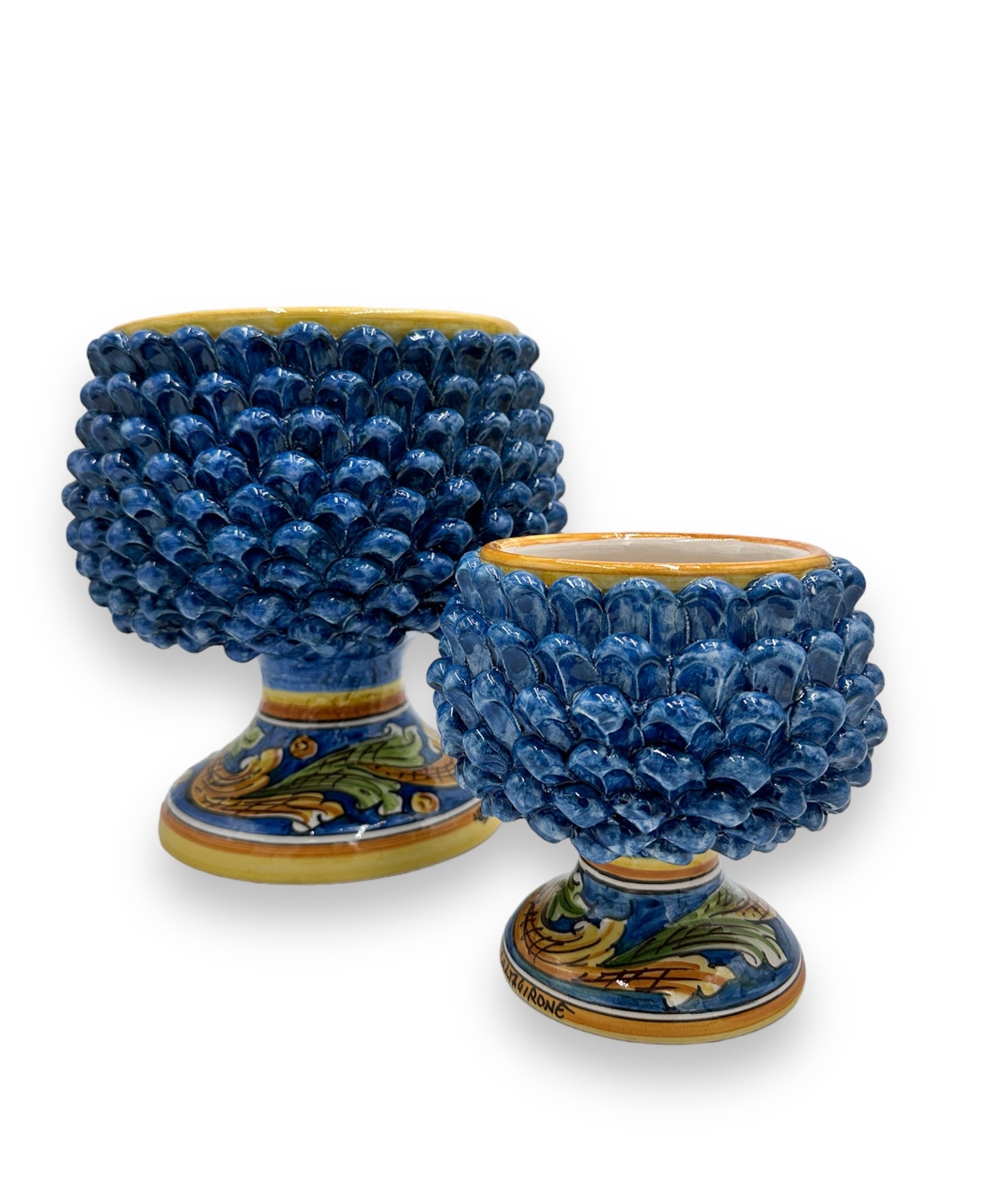 Mezza Pigna Blu Base Decorata