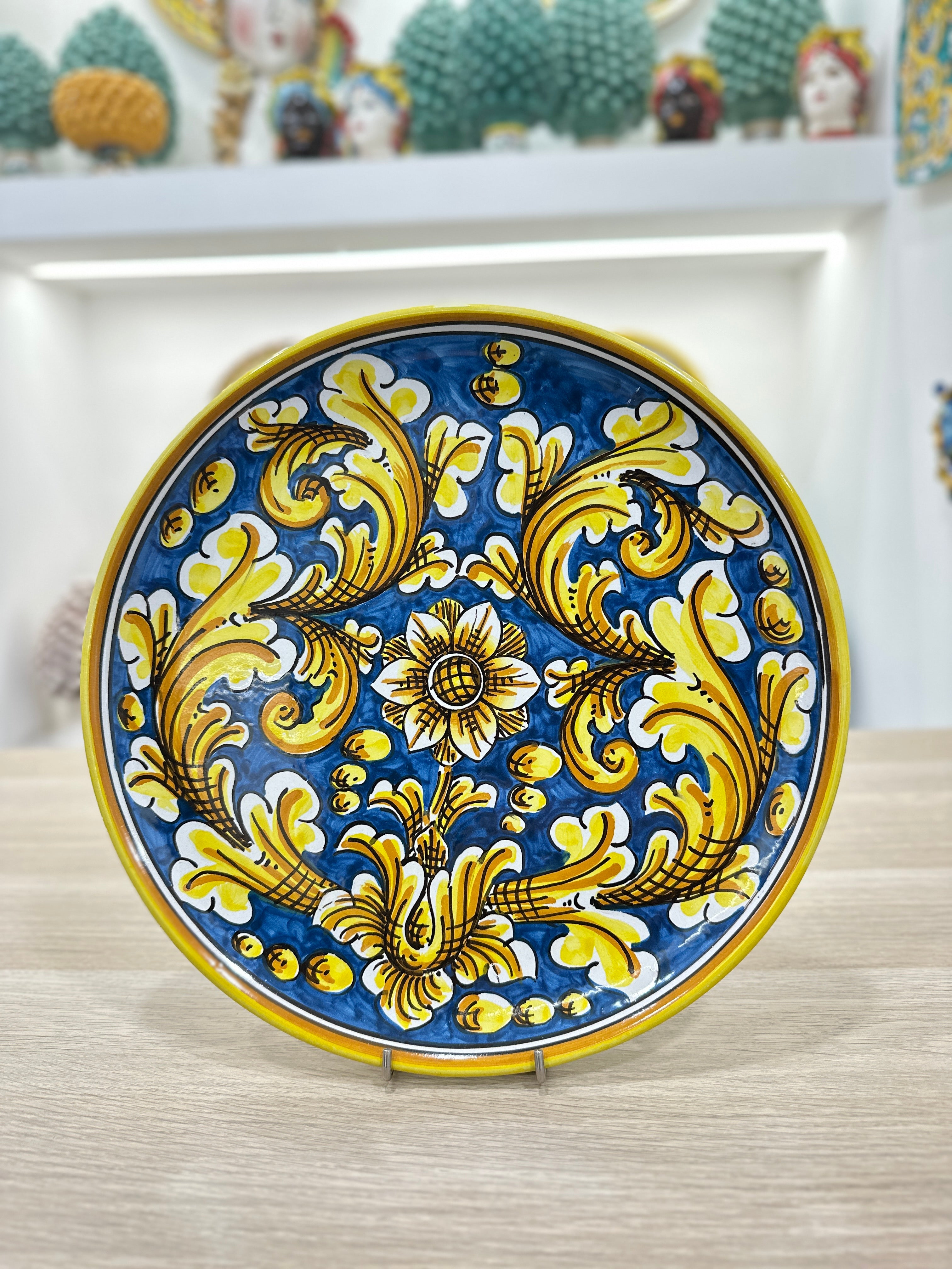 Piatto Decorativo In Ceramica RAMBLENA – 21x21x4 Cm – Rosso/Verde/Nero – Fatto A Mano A La Rambla (Cordoba) – Stile Andaluso
