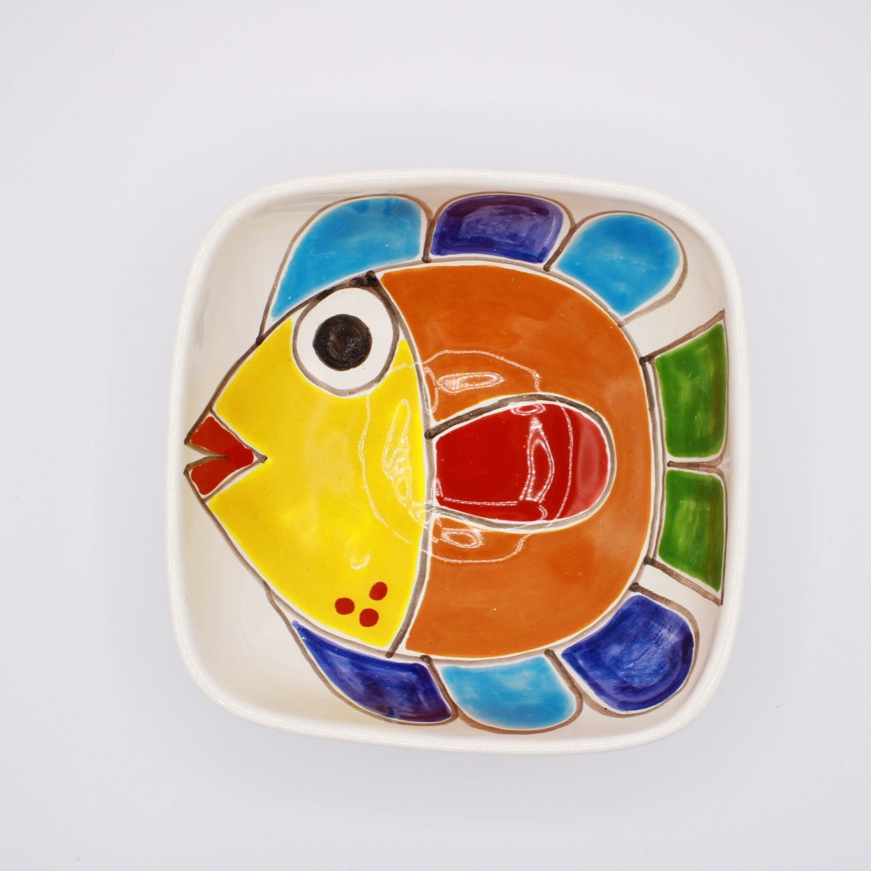 Ciotola Quadrata Pesce - Ceramiche Di Sicilia