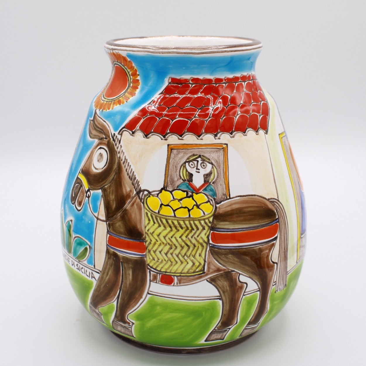 Vaso Raccolta Dei Limoni - Ceramiche Di Sicilia