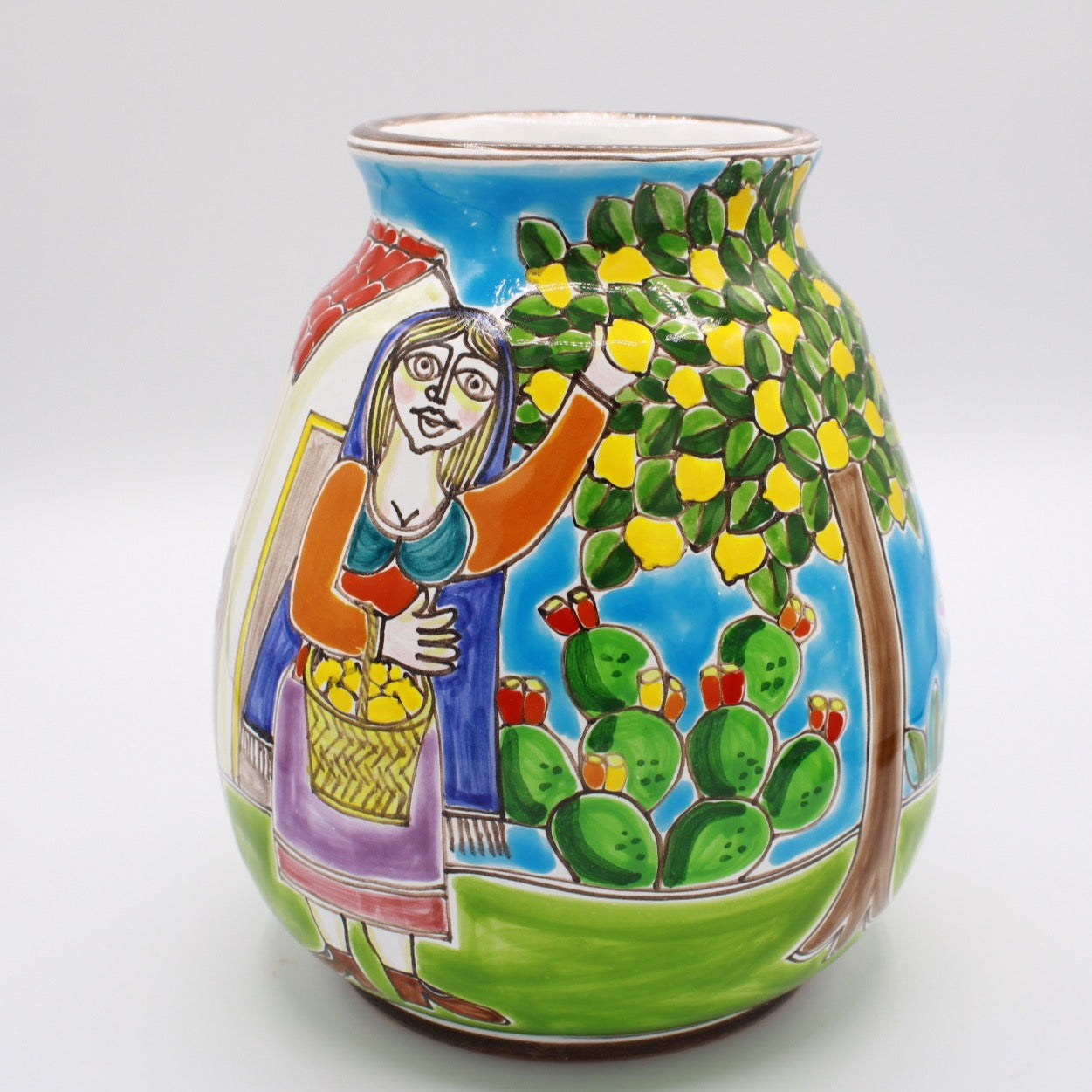Vaso Raccolta Dei Limoni - Ceramiche Di Sicilia