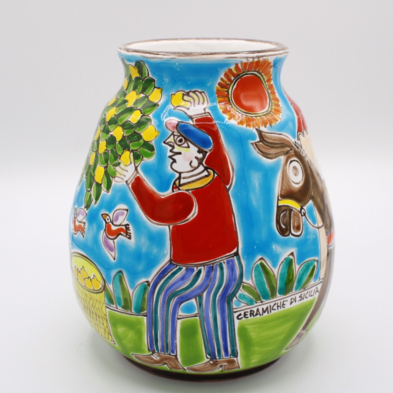 Vaso Raccolta Dei Limoni - Ceramiche Di Sicilia