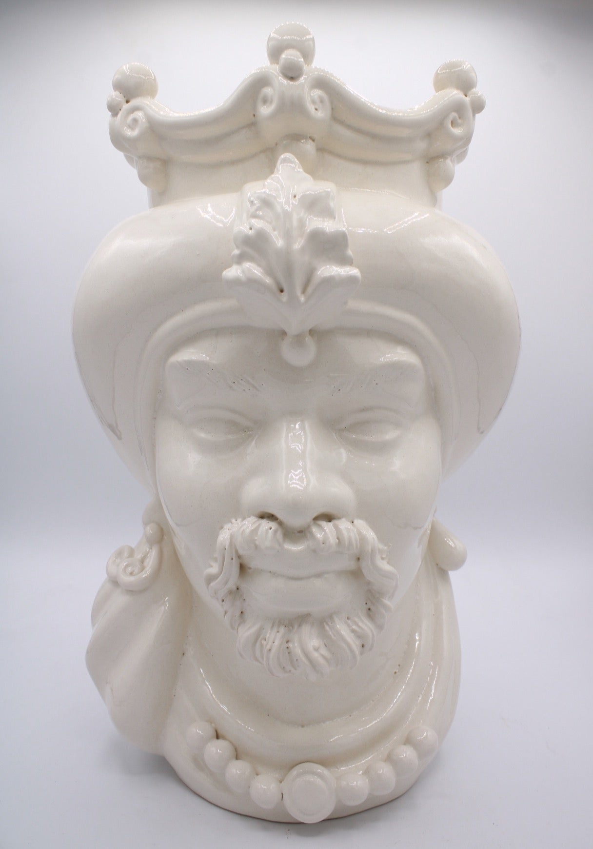 Teste Di Moro - Bianco - H 34 cm - Ceramiche Di Sicilia