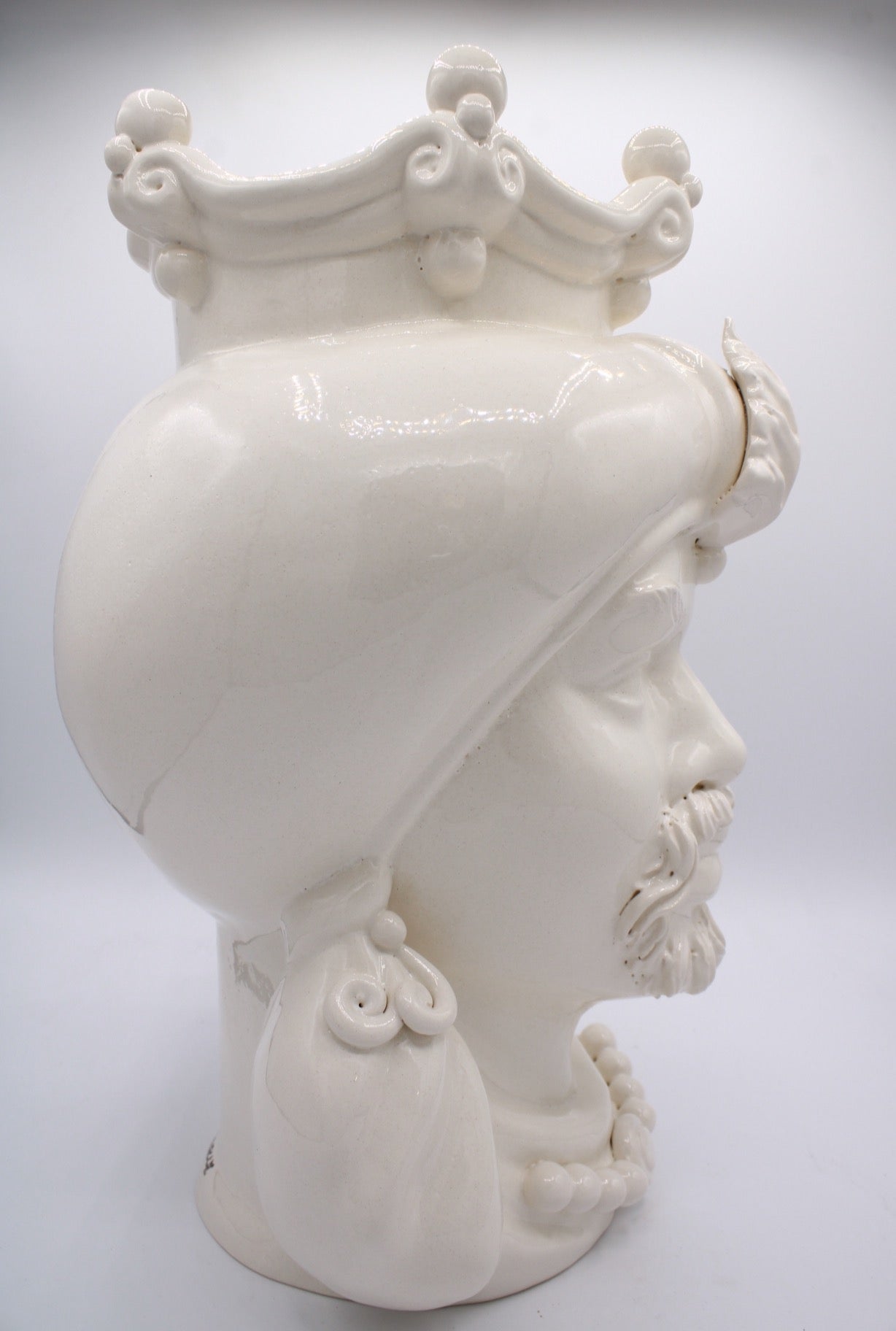 Teste Di Moro - Bianco - H 34 cm - Ceramiche Di Sicilia