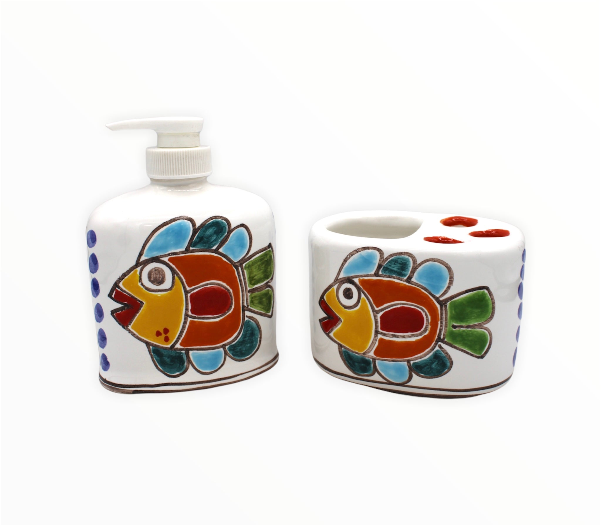 fish bathroom accessories Fish and Octopus Bathroom Set – Ceramiche Di Sicilia