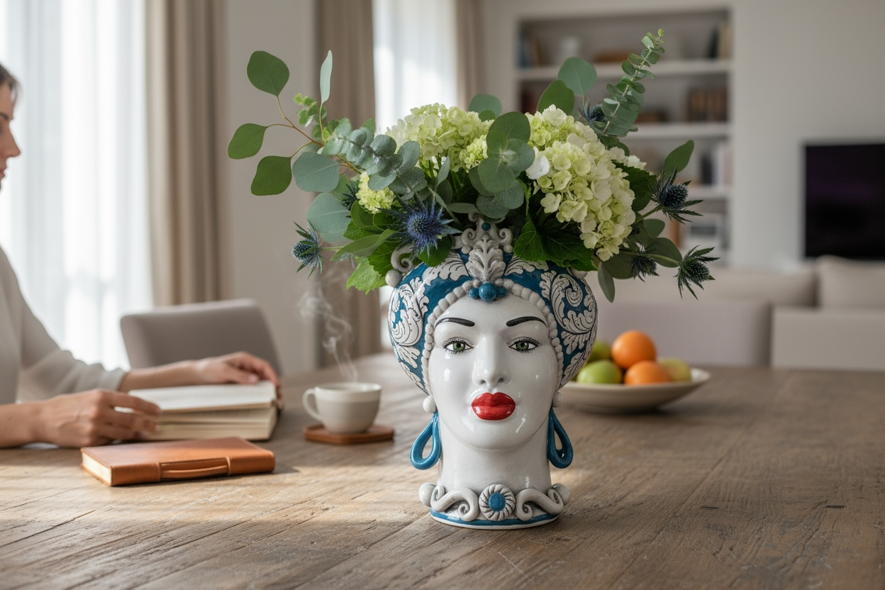 Teste Di Moro - Blu Ottanio - H 42 Cm