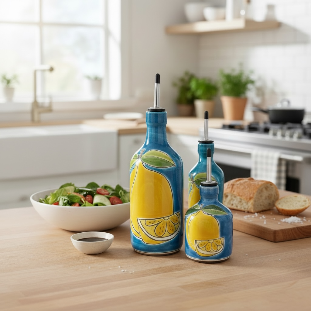 Bottiglia Limone Fondo Blu Egiziano