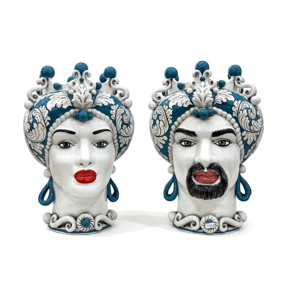 Teste Di Moro - Blu Ottanio - H 42 Cm