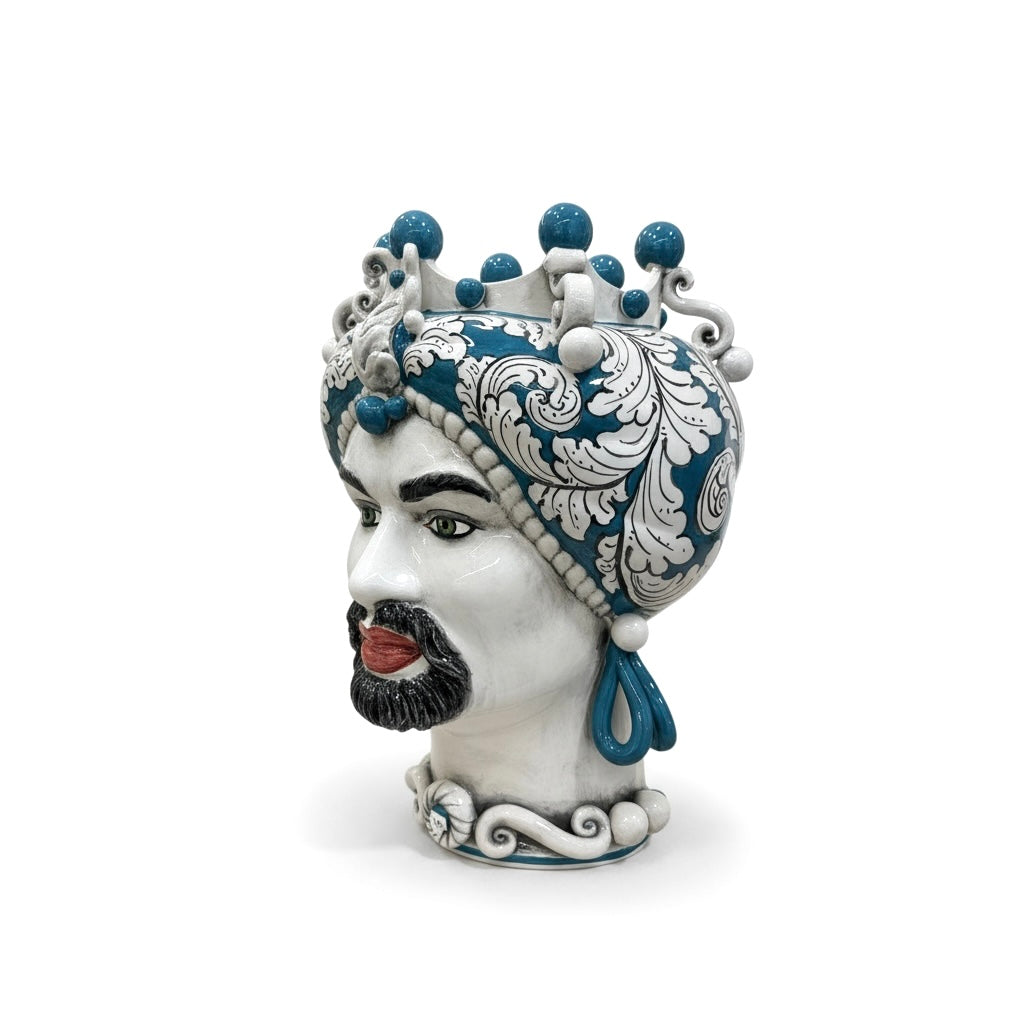 Teste Di Moro - Blu Ottanio - H 42 Cm