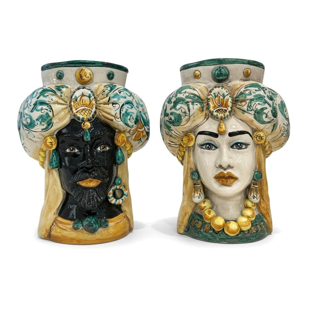 Teste di Moro - decorazione Verde - H 30 cm