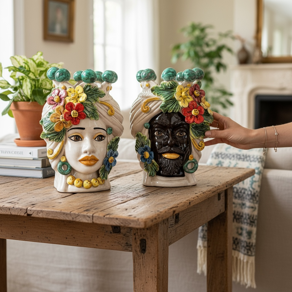 Teste di Moro - Fiori - H 30 cm