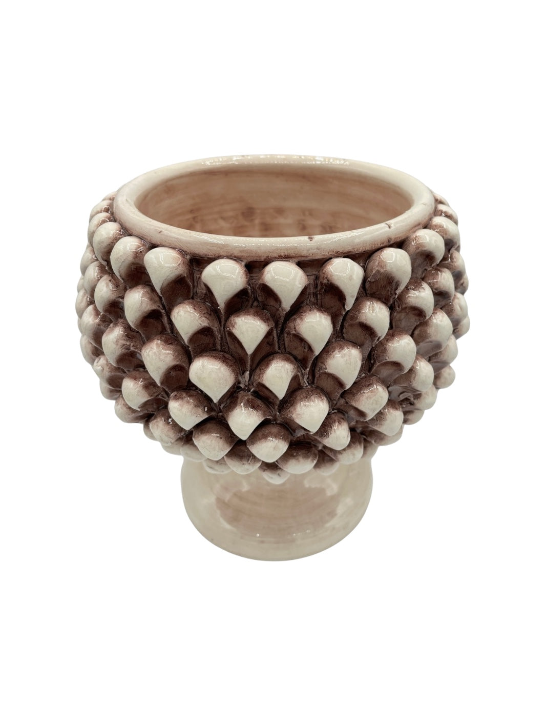 Demi pomme de pin blanc antique