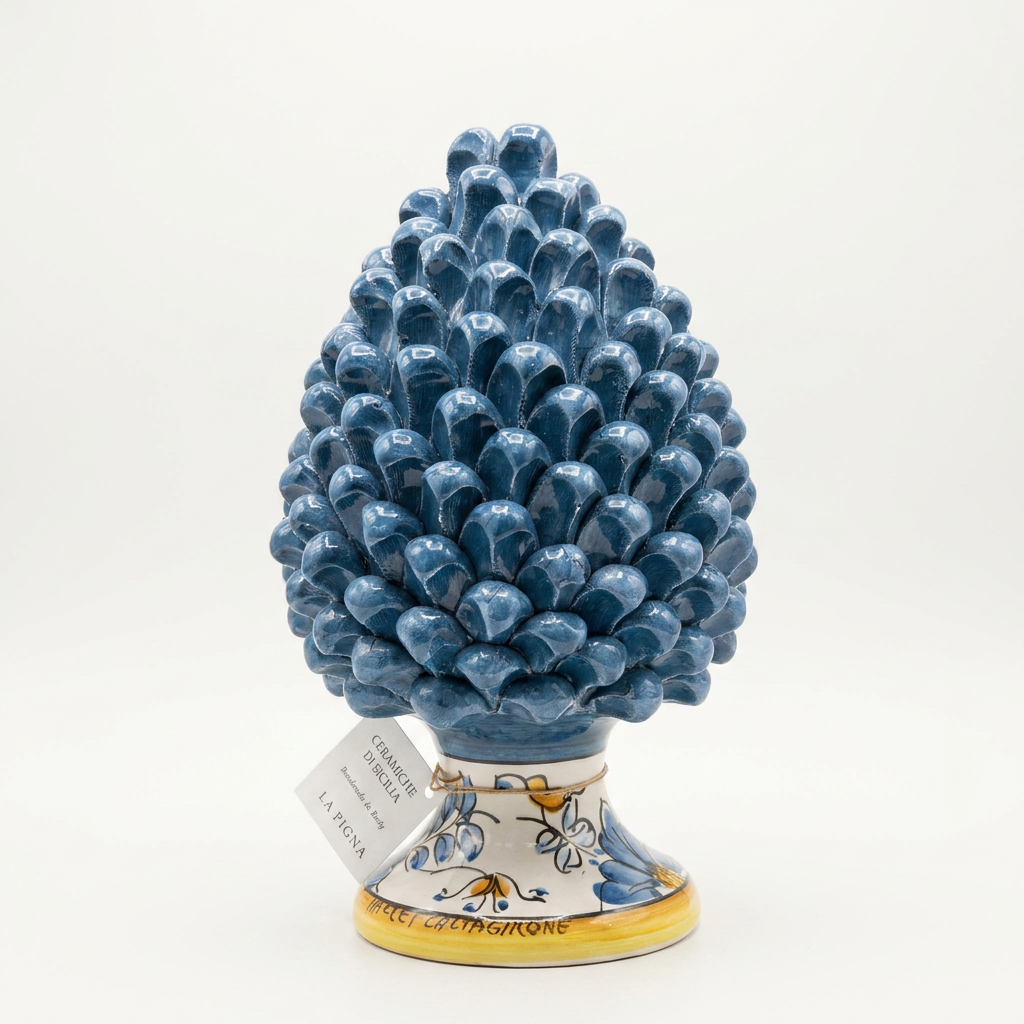 Pigna Blu Base Decorata - H25 cm