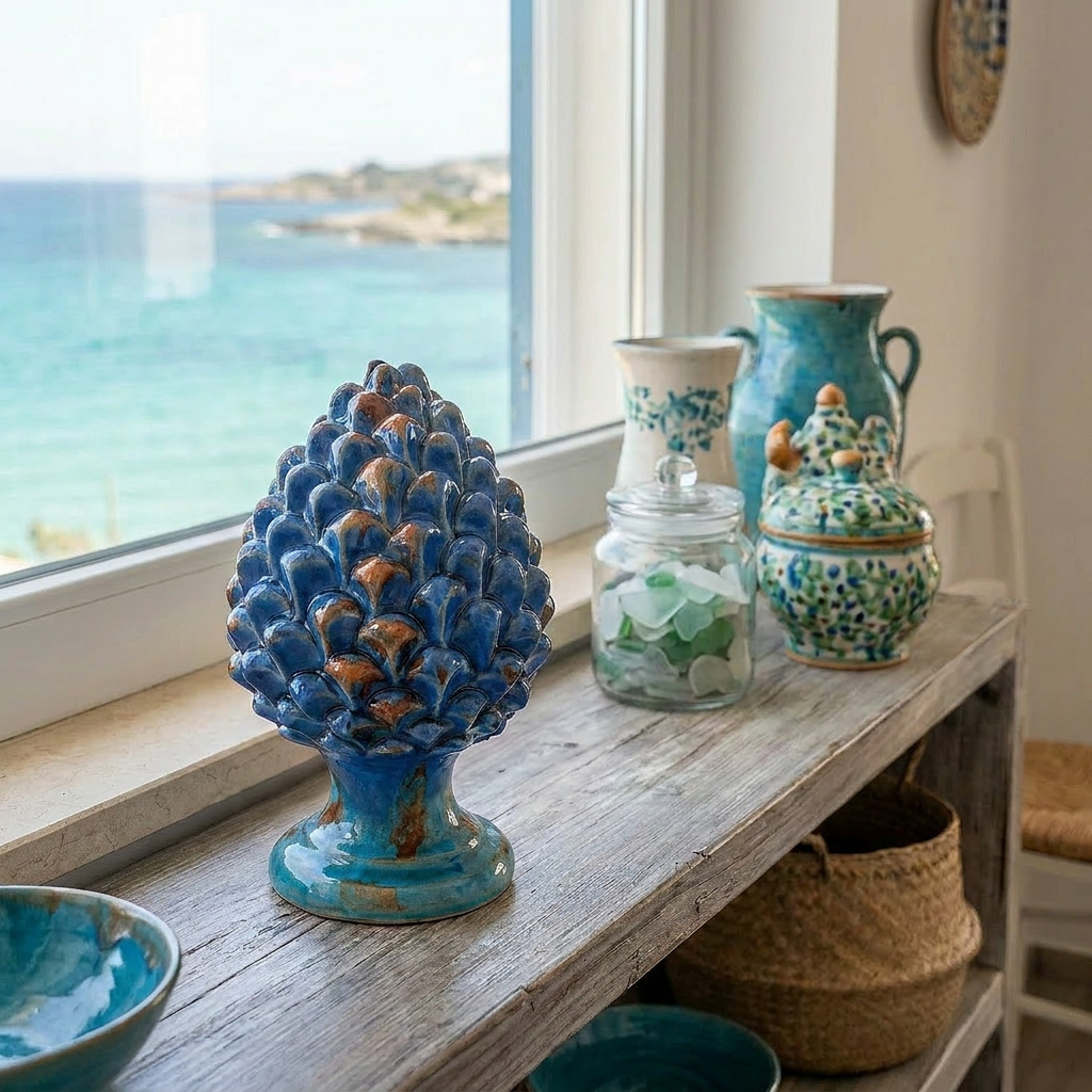 Pigna Blu/Celeste/arancio - H20 cm