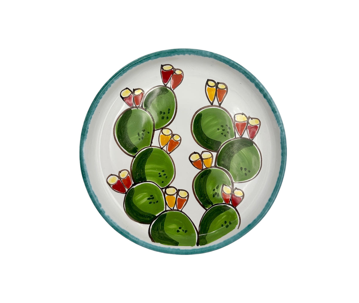 Round Plate - Prickly Pears - Green Edge