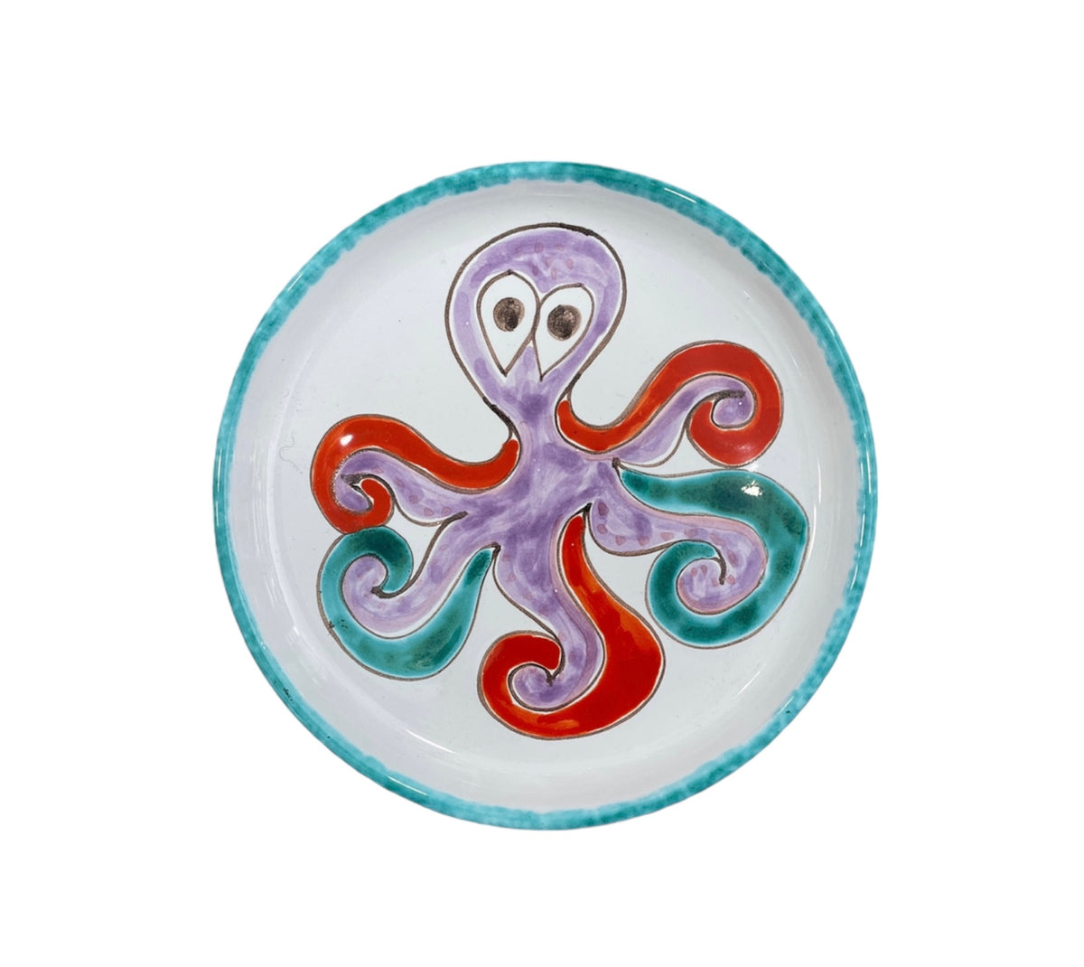 Round Plate - Octopus - Green Edge