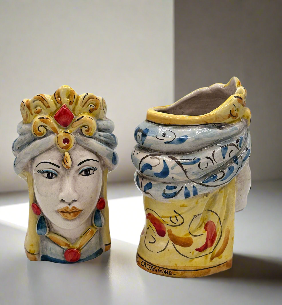Teste Di Moro - H 15 cm - Giallo e blu