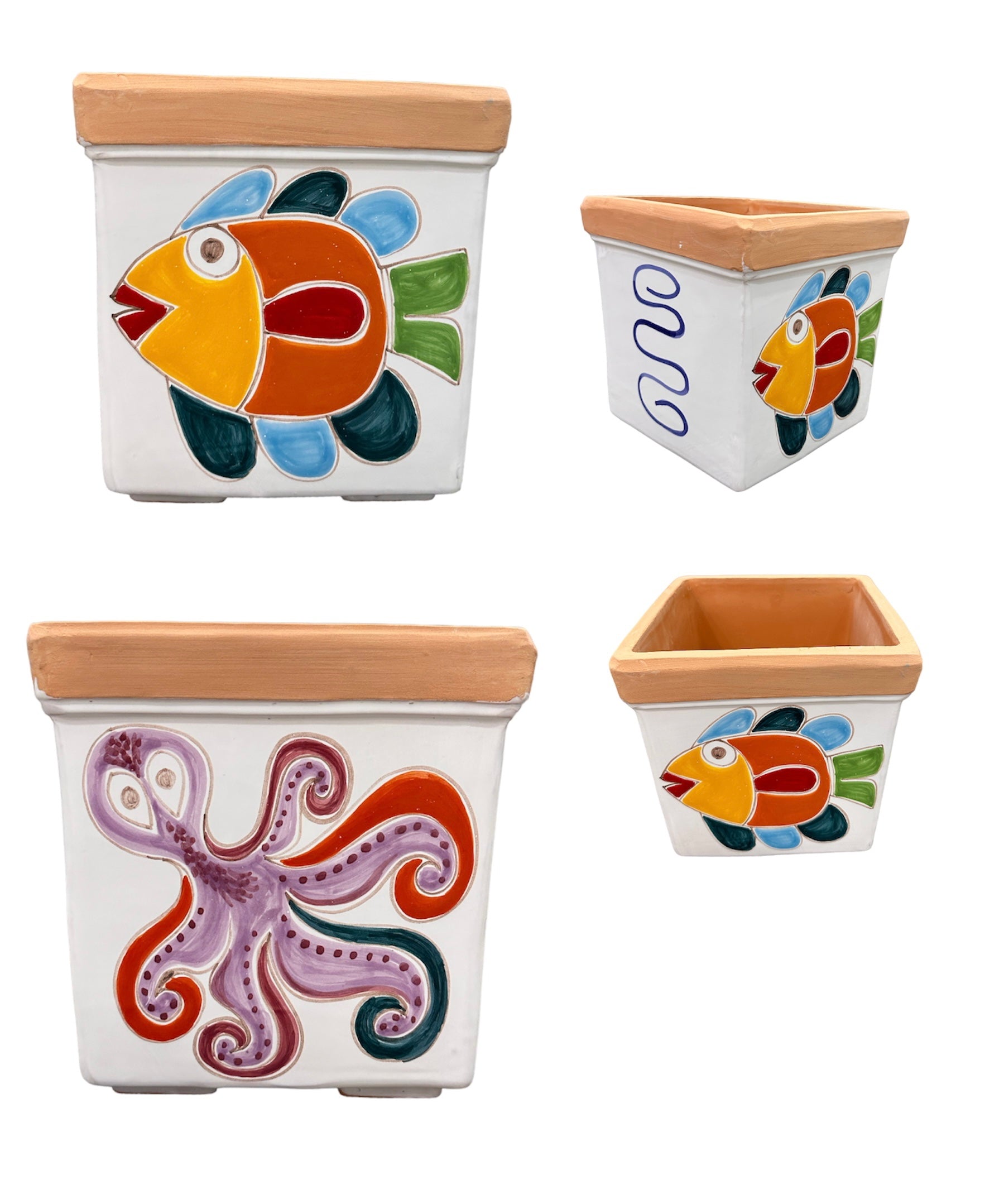 Support carré pour plante poisson et poulpe