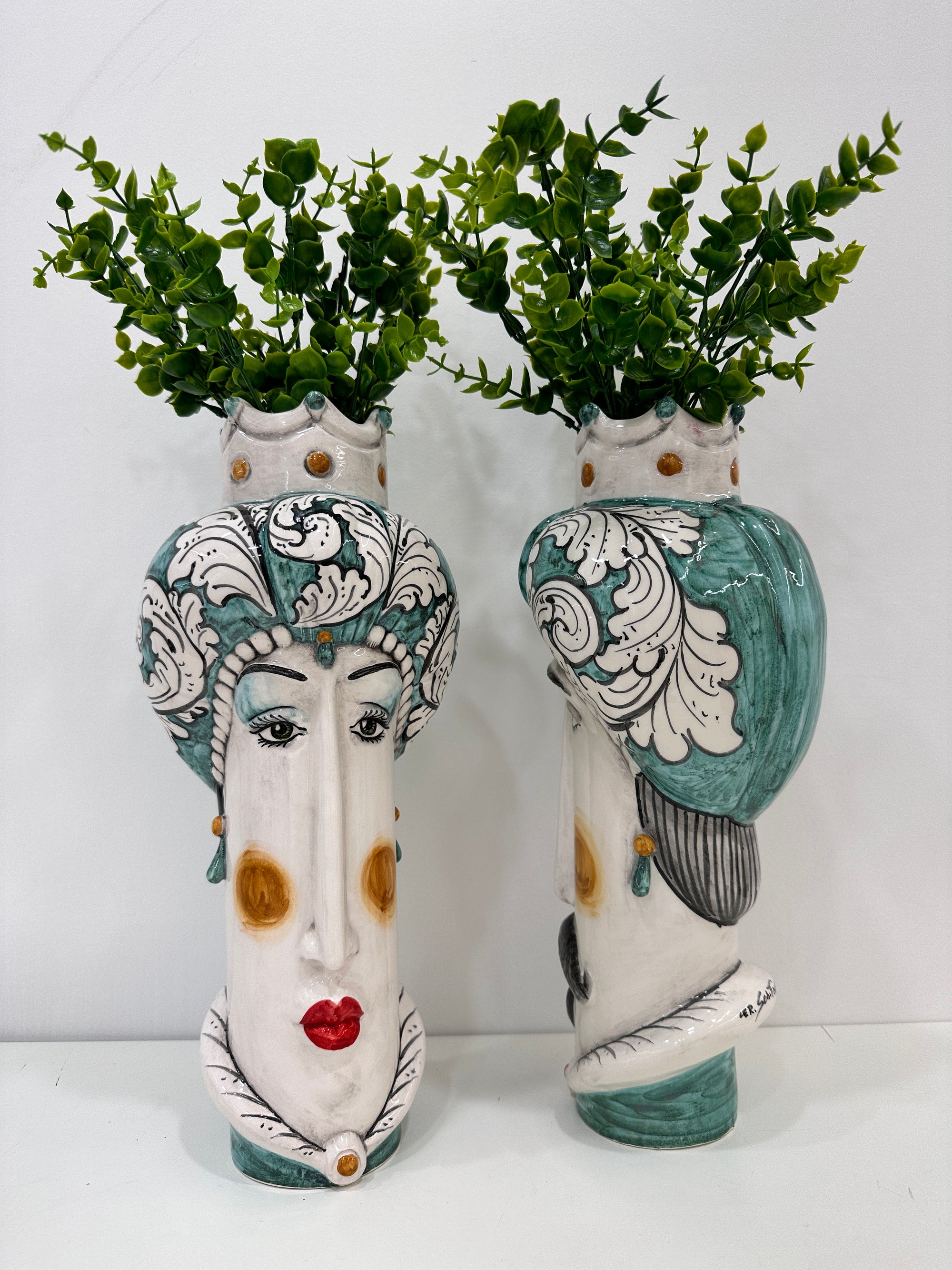 Têtes Maures - Stylisées - Baroque Vert 