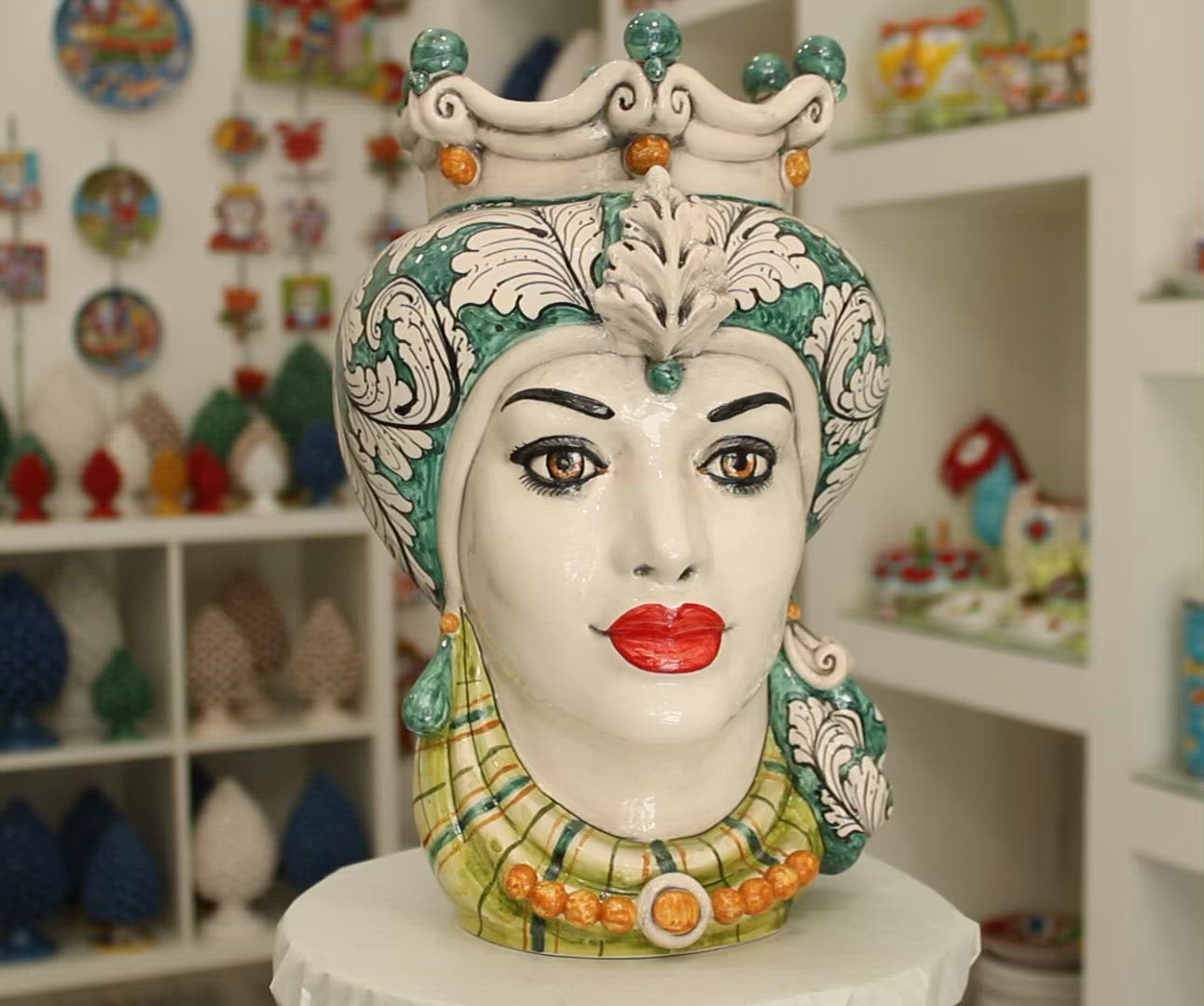 Moorish Heads Green Baroque Decoration