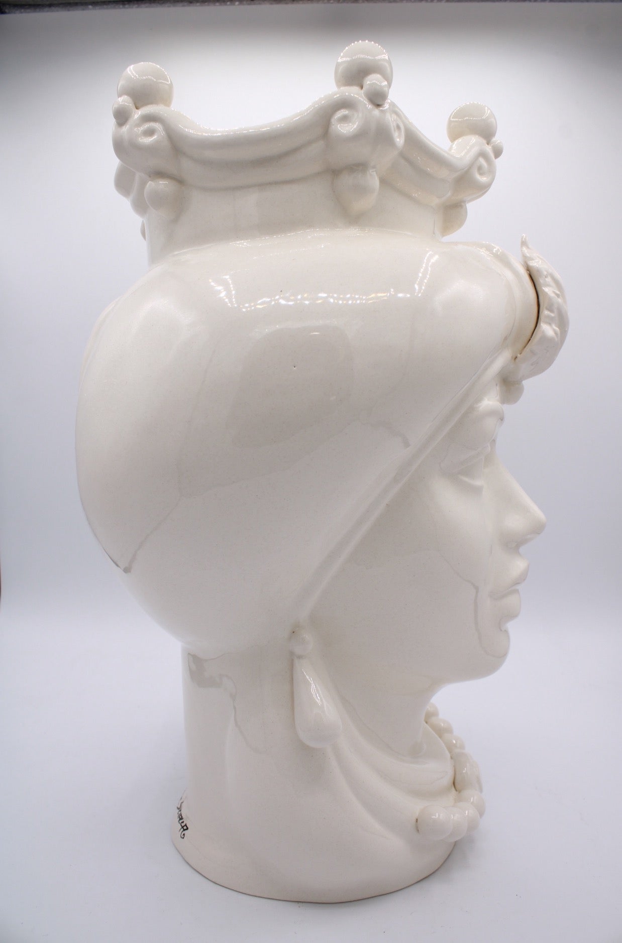 Teste Di Moro - Bianco - H 34 cm - Ceramiche Di Sicilia 