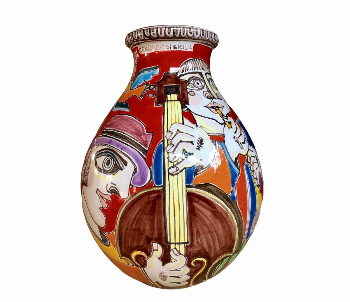 Vase "The Musicians" Red Background