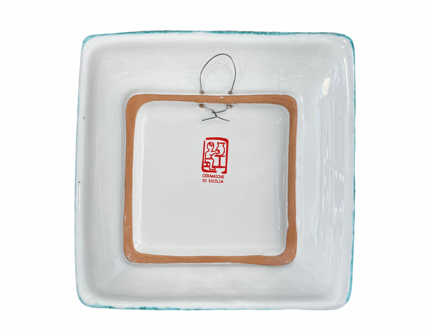 Piatto Quadrato Gallina - Ceramiche Di Sicilia 