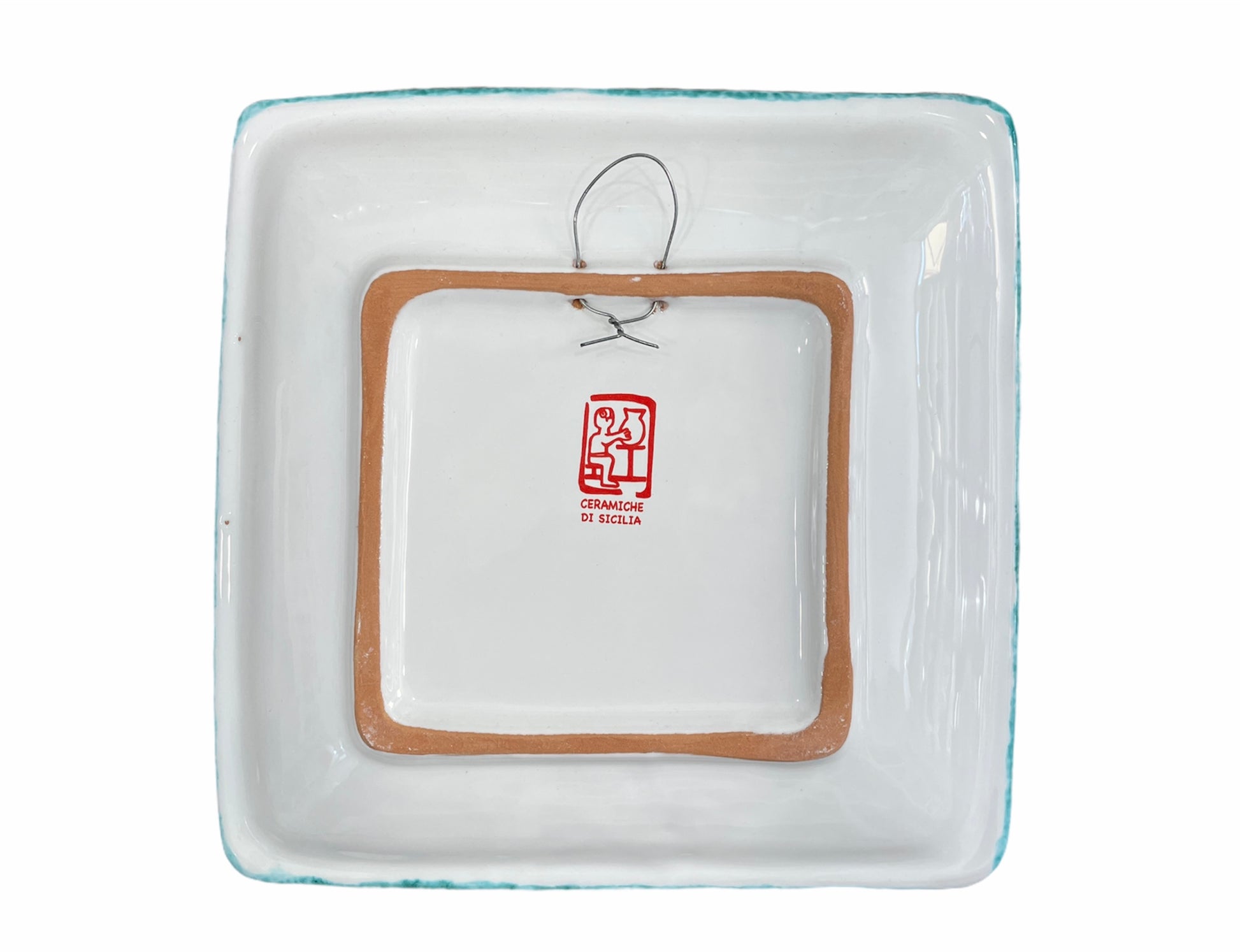 Piatto Quadrato Gallina - Ceramiche Di Sicilia 