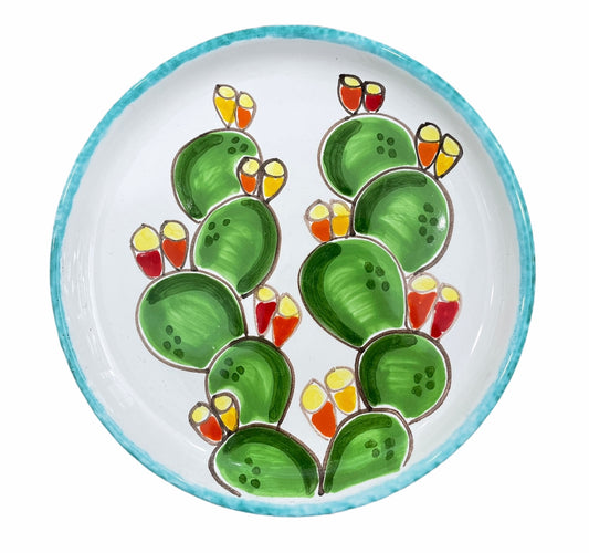 Piatto Tondo - Fichi D'india - Bordo Verde