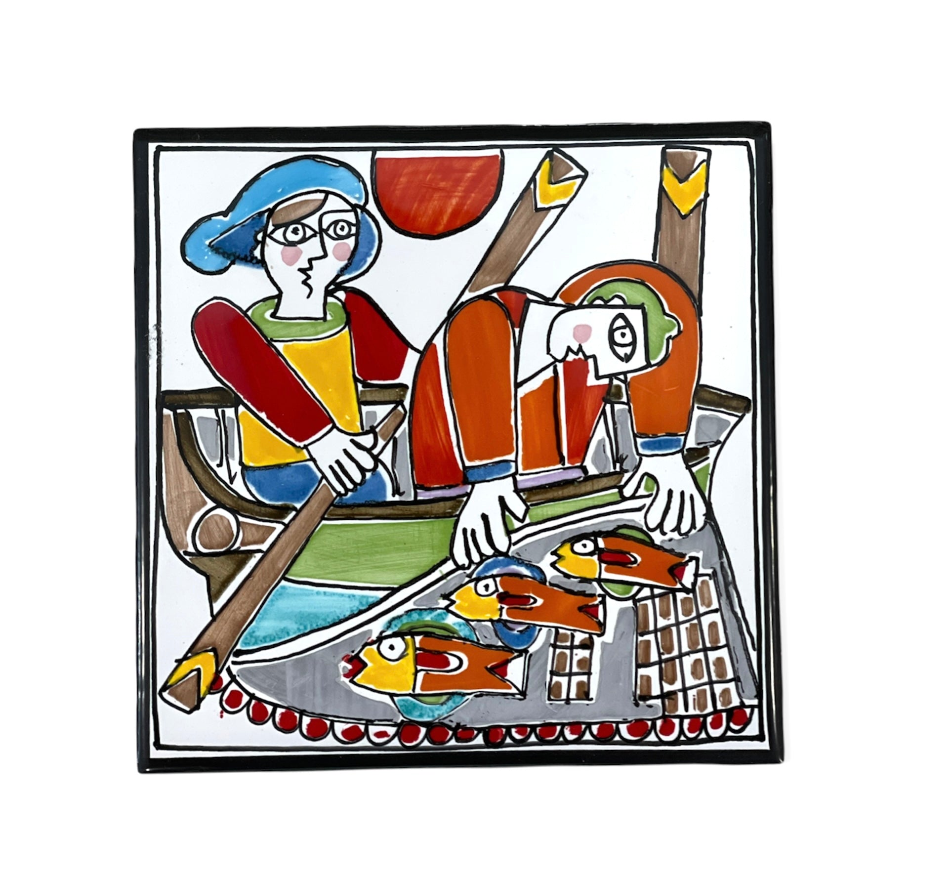 Tile Fishermen in a boat