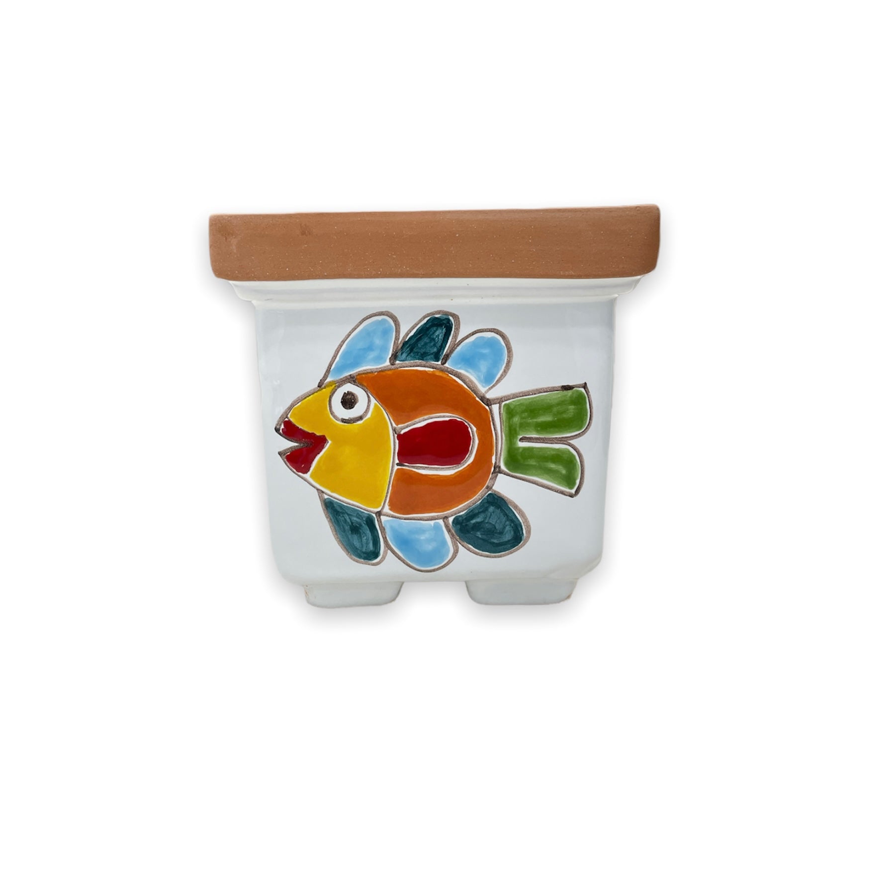 Support carré pour plante poisson et poulpe
