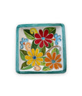 Assiette carrée avec bordure vert marguerite