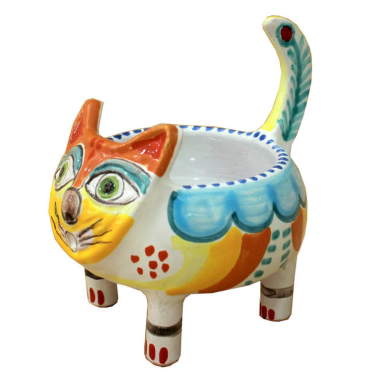 Gatto Porta Pianta - Ceramiche Di Sicilia 