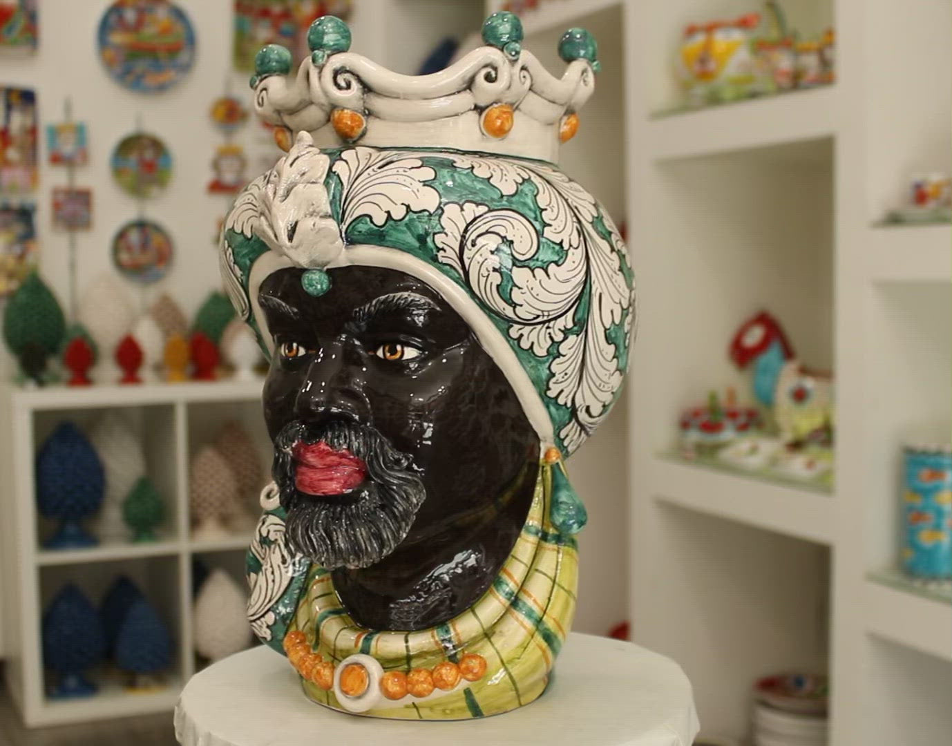 Moorish Heads Green Baroque Decoration