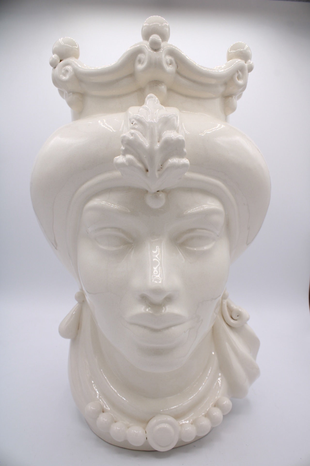 Teste Di Moro - Bianco - H 34 cm - Ceramiche Di Sicilia 