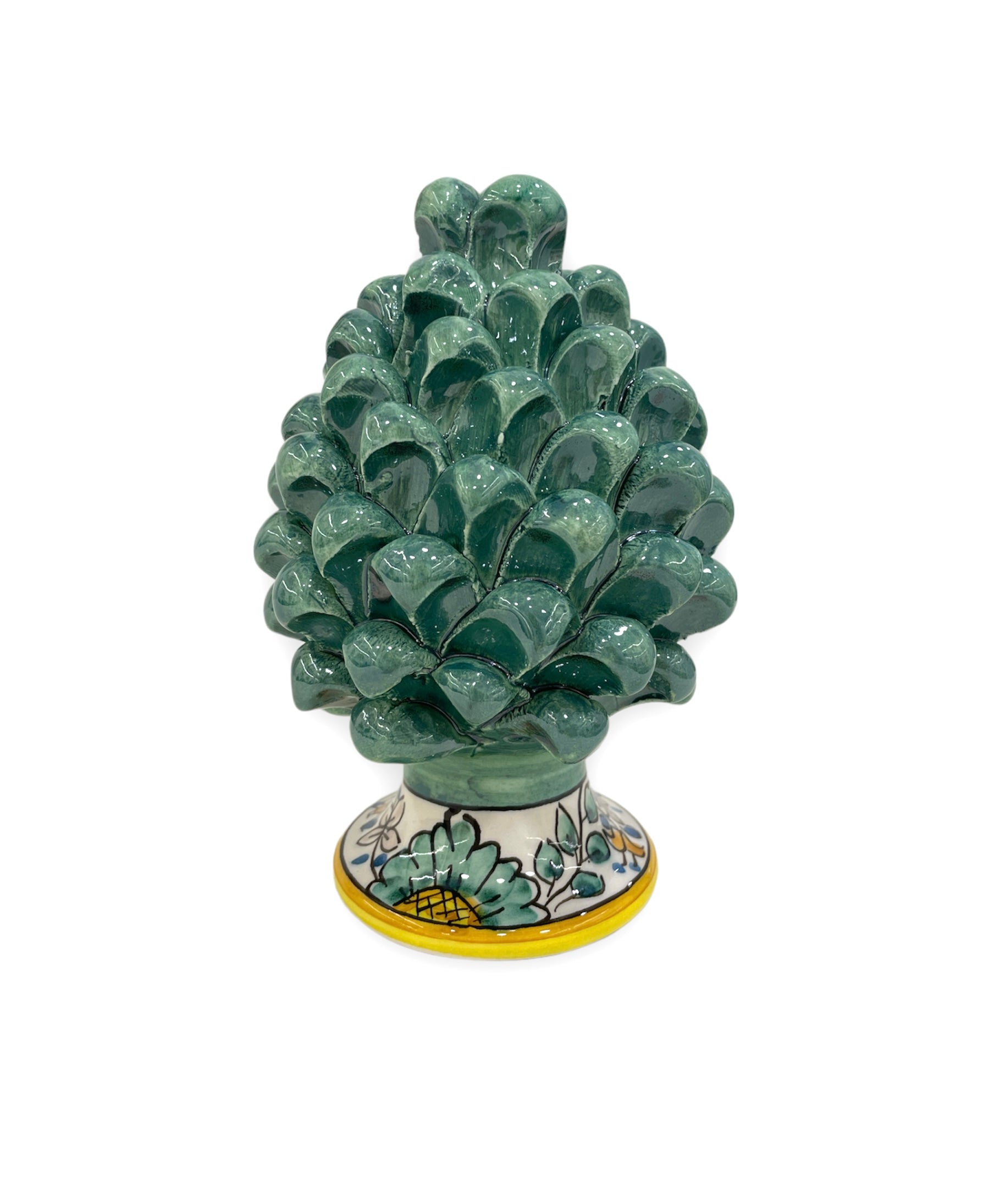 Cône De Pin Vert Avec Base Décorée