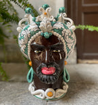 Moorish Heads - Green Baroque - H 42 Cm