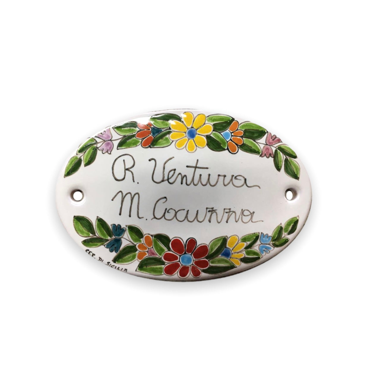 Plate Behind Door Oval Frame Daisies