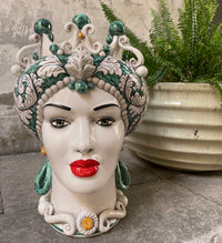 Moorish Heads - Green Baroque - H 42 Cm