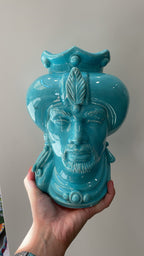 Dark Brown Heads - Turquoise - H 23 cm