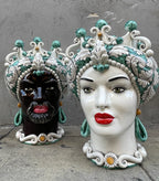 Moorish Heads - Green Baroque - H 42 Cm