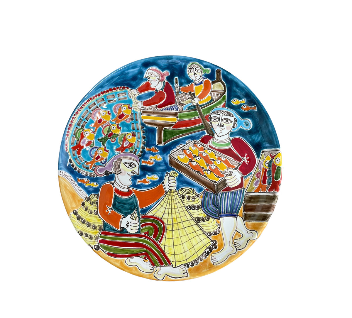 Round Plate Fishermen Diameter 30 cm