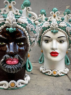 Moorish Heads - Green Baroque - H 42 Cm
