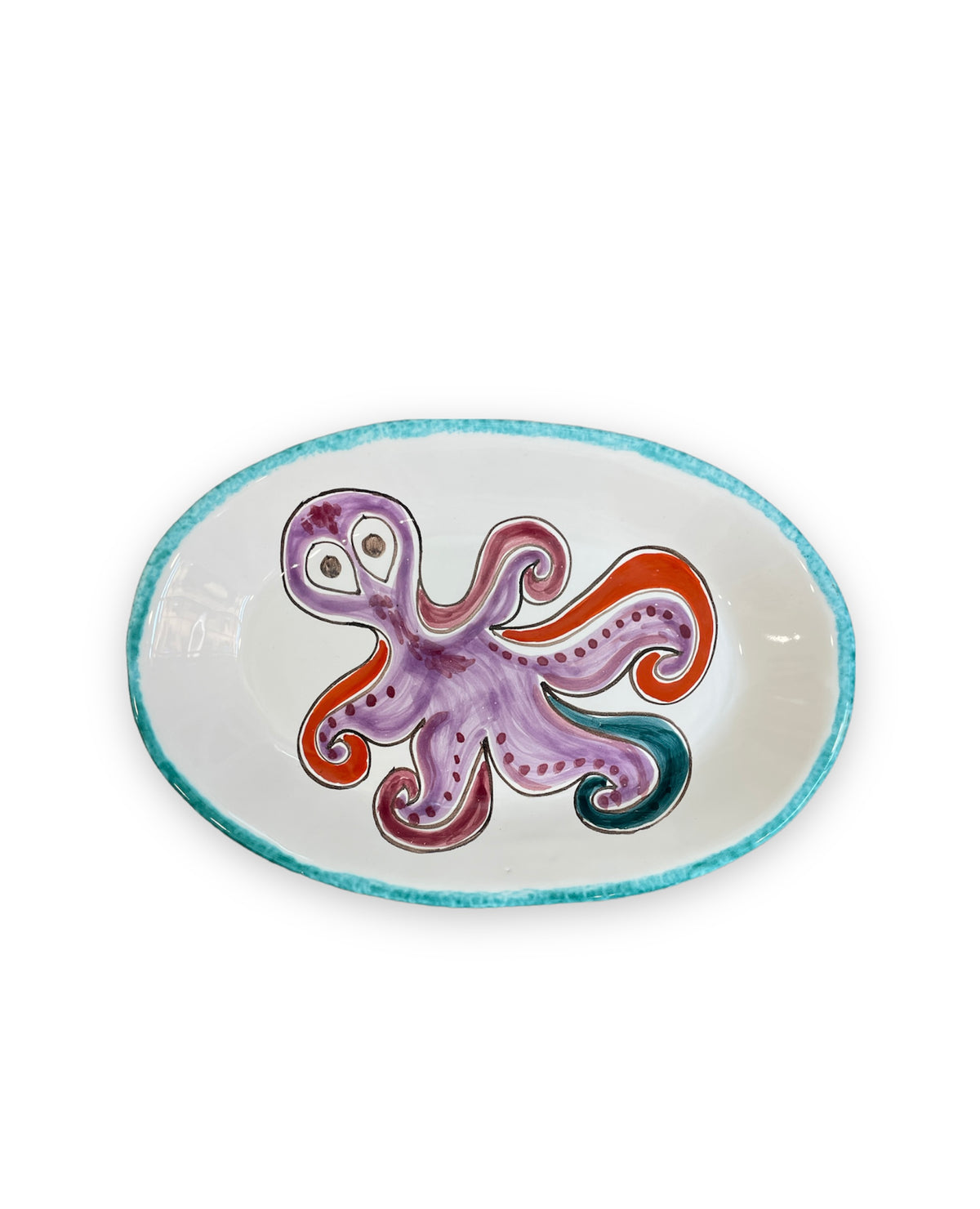 Octopus Green Edged Oval Plate