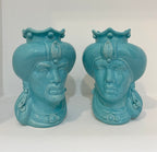 Dark Brown Heads - Turquoise - H 23 cm