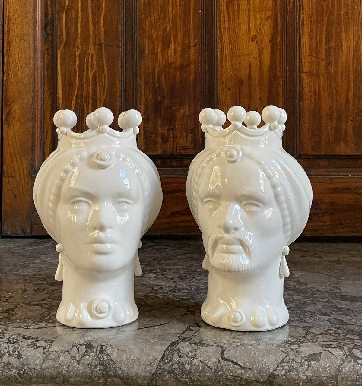 Teste Di Moro H 23 cm bianco/avorio - Ceramiche Di Sicilia 