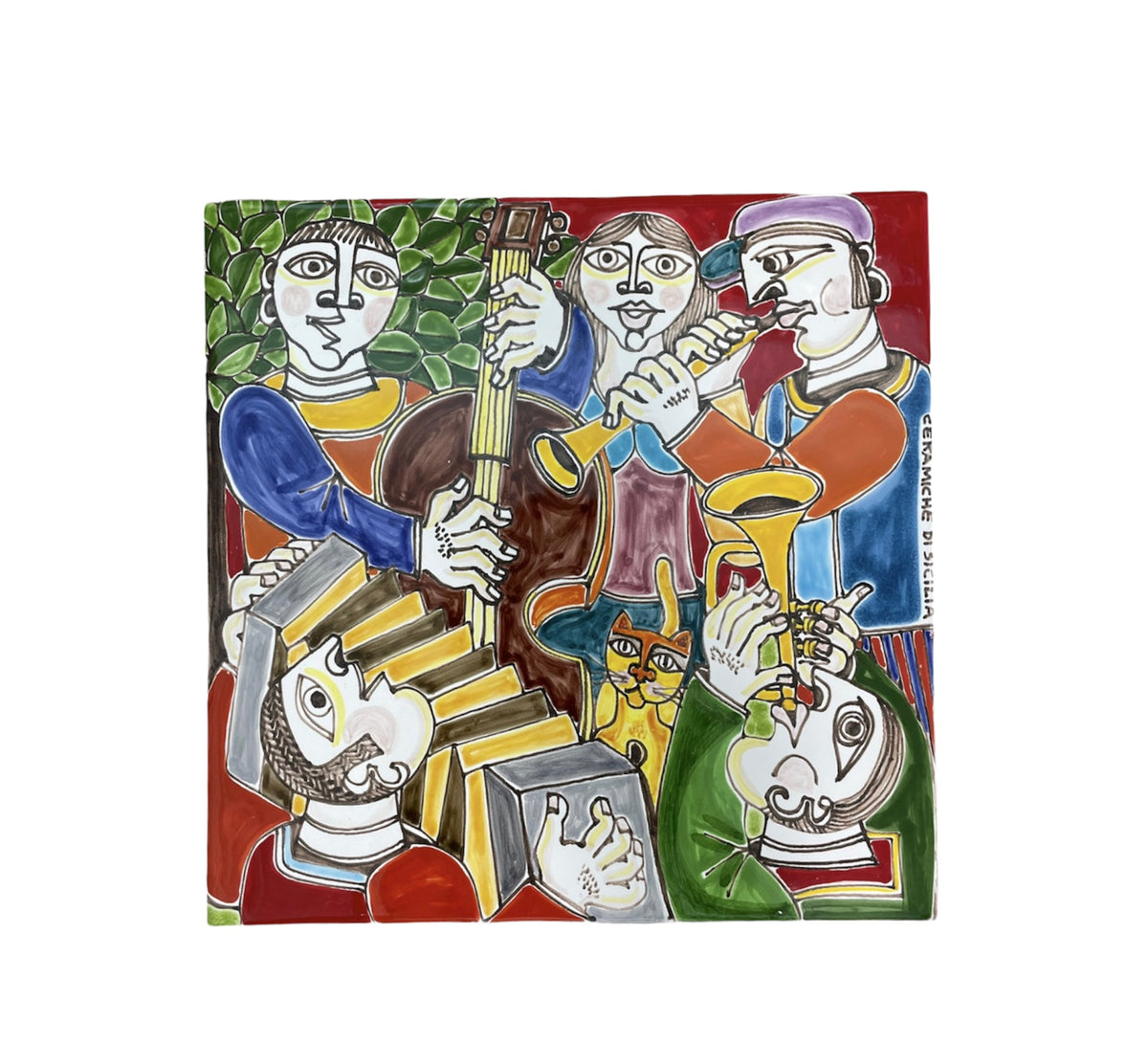 Plate "The Musicians" Red Background