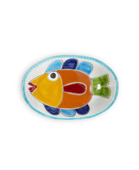 Oval Plate with Green Fish Border